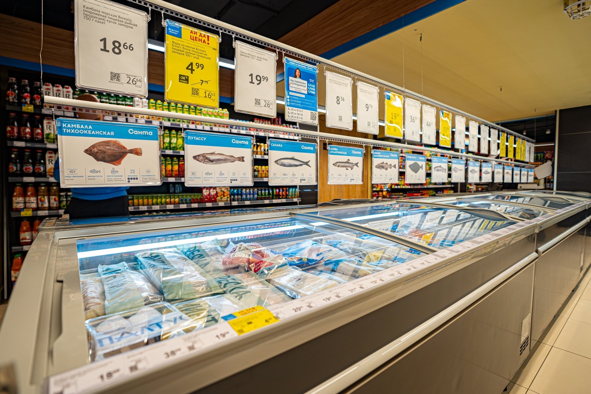 Opening of the new 'Sанта' supermarket with free ice cream