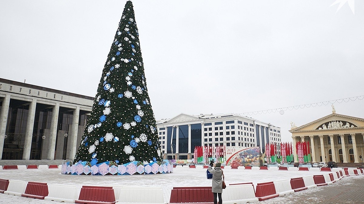 白俄罗斯明斯克点亮主圣诞树