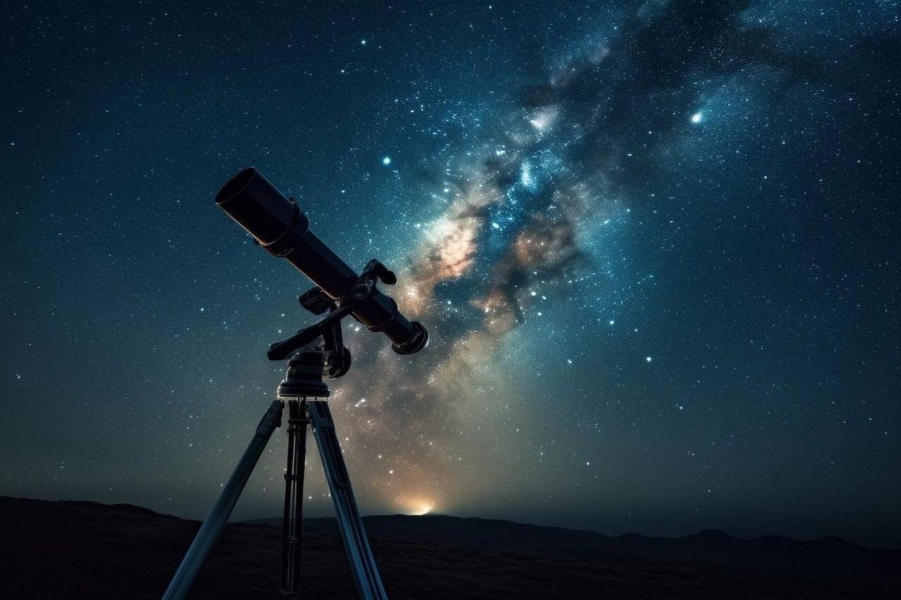 Star explosion in the sky above Earth